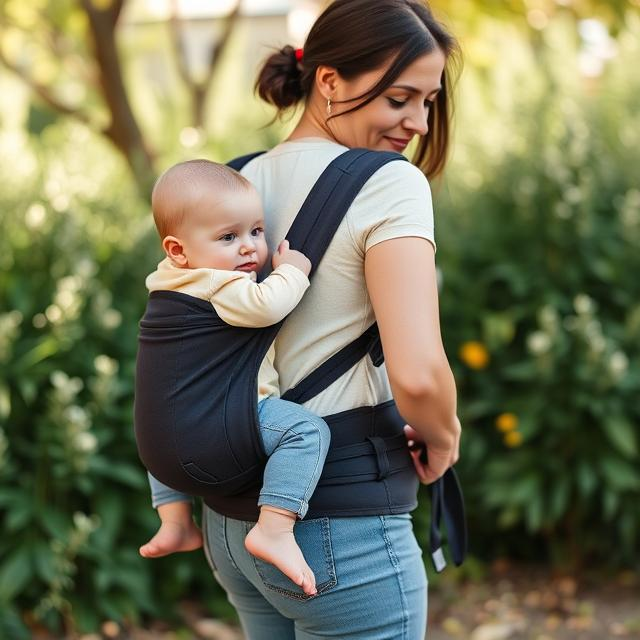 Woman using Tushbaby while sightseeing